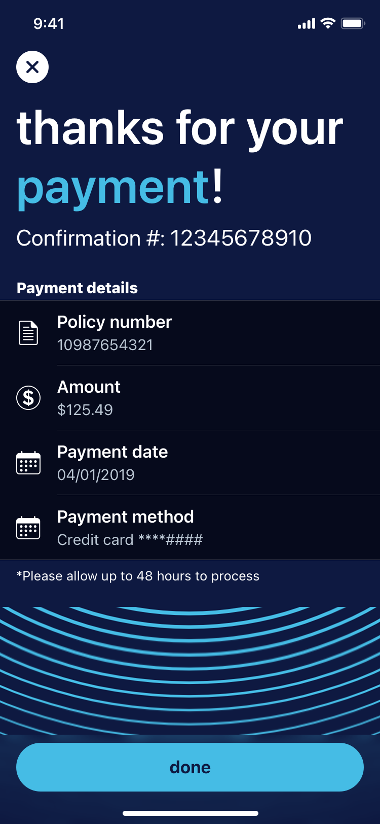 Payment confirmation